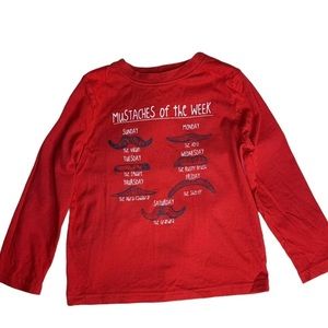 Kids boys size 5 mustaches of the week long sleeve tee shirt